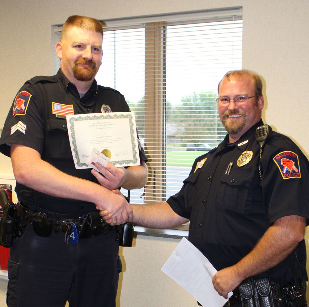 Sgt. Jake McAbee honored with Life Saving Award